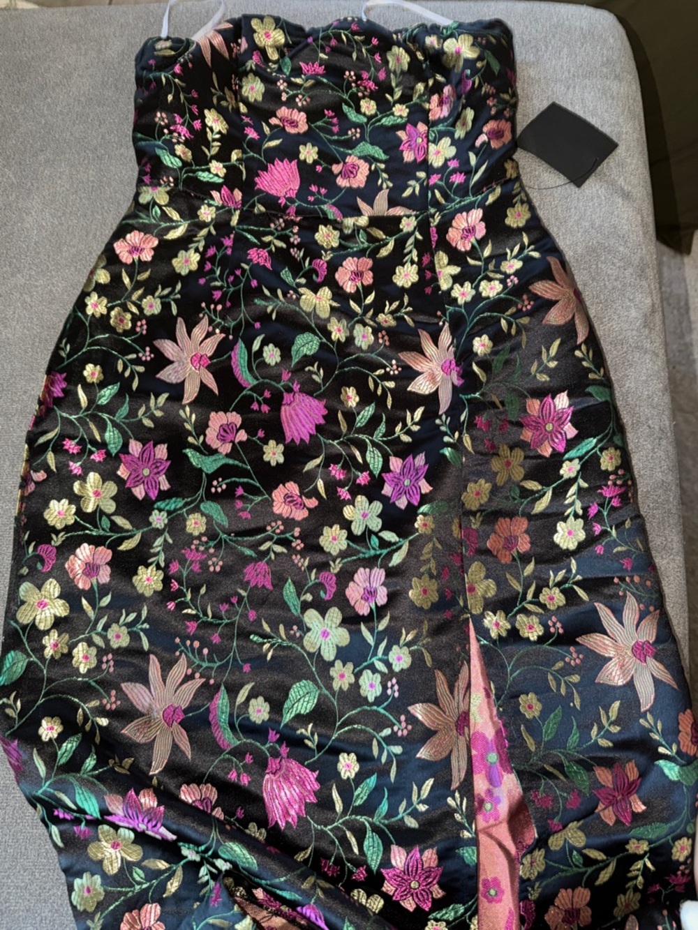 Lulu's Black Floral Embroidered Midi Dress